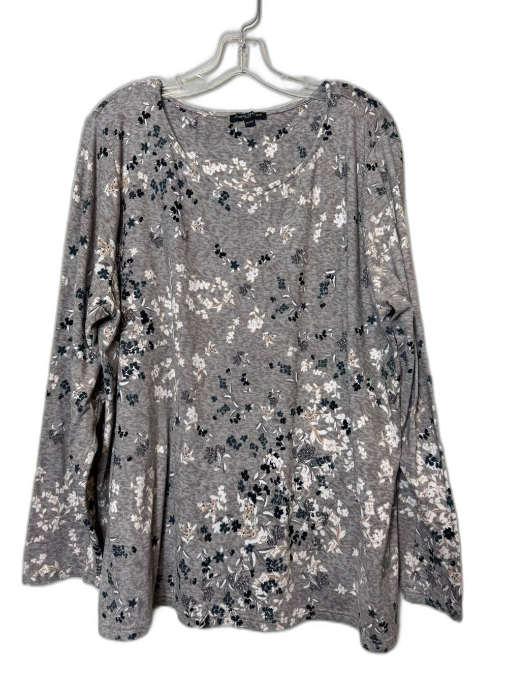 Mario Serrani Italy Women’s Plus Size Gray Floral Long-Sleeve Top Soft Comfy XXL